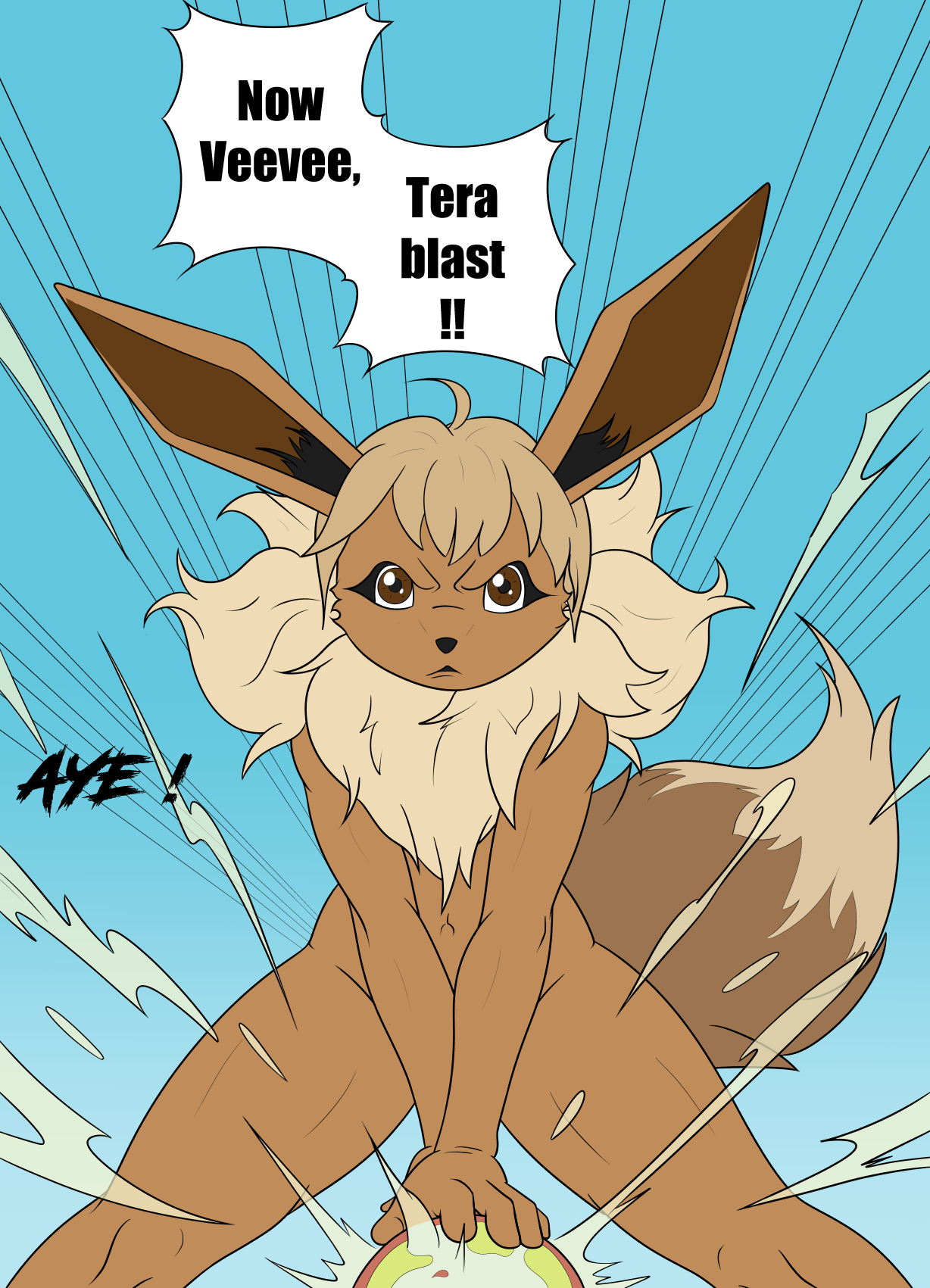 Anthro eevee battling